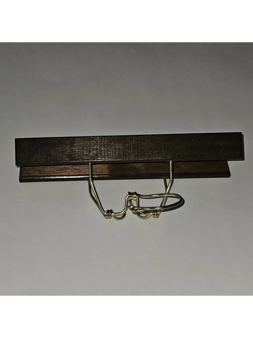 Dark Brown Wooden Clamp Hanger Gold Tone Hook 10